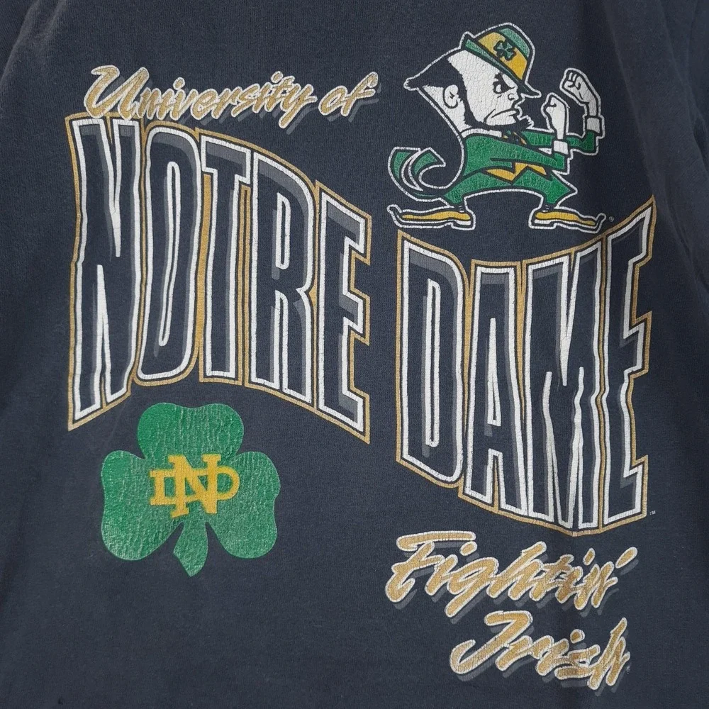 Vintage Notre Dame Fighting Irish Shirt Boys 10 Blue NCAA Football Single Stitch
